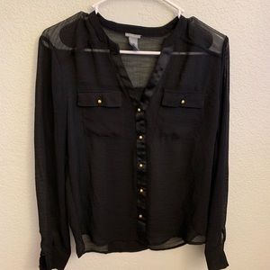 Sheer Button Down Blouse